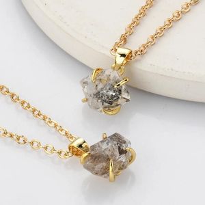 Pendant Necklaces BOROSA 16inch Unique Golden Color Claw Herkimer Faceted Necklace Natural Gemstone Wedding Anniversary Jewelry Gifts