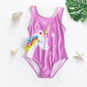 Mayo Bebek Bebekleri Unicorn Mayo Tek Parça Yaz Sırtsız Mayo Takımları Çocuk Mayo Kızlar Yüzme Kıyafetleri Çocuk Beach Giyim