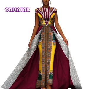 女性のためのローブアフリカンファムアフリカンドレスアンカラプリントマキシロングドレス