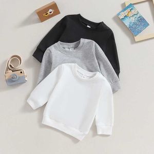 T-shirty maluch dziecięce chłopcy bluzy jesienne długie rękaw Crewneck solidny kolor pullover jesienne topy dziecięce koszulka koszulka