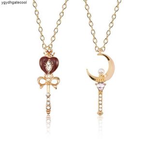 Pendant Necklaces Anime Sailor Moon Necklace Women Crystal Pearl Love Heart Wand Pendants Cartoon Sailormoon Jewelry Colar 2024