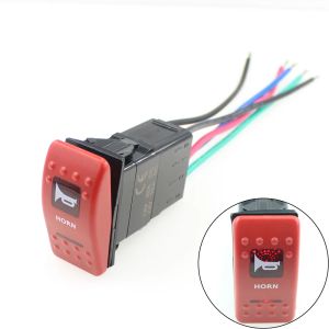 Glödlampor Vattentät 5Pins 10A/24V 20A/12V LED -upplyst bil Momentary Horn Rocker Switch med trådkontakt Högtalare Push Switch (7 Choice)