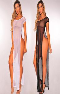 Women Sexy Beach Coverup 2021 Summer Transparent Swimsuit Covers Up Bathing Suit Wear Swimwear Mesh Dress Tunic Sarongs5477269