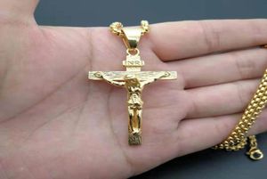 316L rostfritt stål Hip Hop Jewlery Jesus Cross Pendant Necklace Men Women Street Dance Rock Rapper Religion Accessories3801712