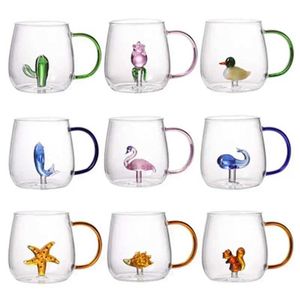 Tumblers Cartoon Animal Shape Glass Home Cute High Borosilicate Single Layer Cup Living Room with Guests Juice Cold Drink H240506