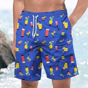 Men's Plus Size Shorts 2023 Summer Beach Juice Beverage Men's Straight Beach Pants Leisure Loose Trendy Travel