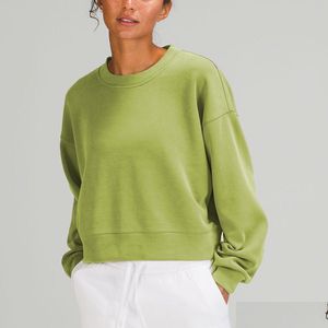 Felpa con cappuccio da donna Felpa di abbigliamento da yoga perfettamente sovradimensionati Autumn Designers Sports Sports Round Neck Long Maniche Casualmente Casualmente Gocce D Otg9U