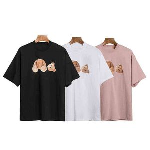 SS Mulheres Mulheres Teddy Bear camisetas estamadas de ursinho preto Tee rosa branca Homens feminino Palm de palmeira de manga curta Designer de algodão Roupos de algodão 279t