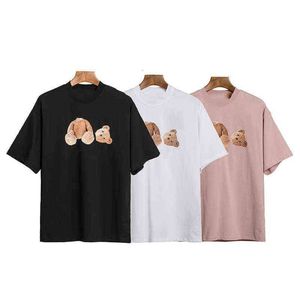 SSメンズ女性テディベアプリントTシャツブラックホワイトピンクティーメンレディースパームトップショートスリーブティーデザイナーコットン服279T