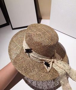 Hepburn Style Highend Custom Salty Strohhut für Frauen Sommer Retro Flat Top Sunchade Beach Chapeu Feminino Wide Bim Hats4093309