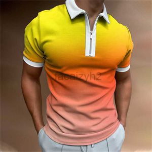 Herren Plus T -Shirts Polos New 3D Digital Printed Revers Reißverschluss Herren -Polo -Hemd Straight T -Shirts Tops