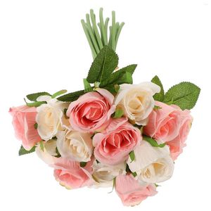 Dekorativa blommor 18st Desktop Bunch Realistic Rose Ornament Hushållsblommor Heminredning