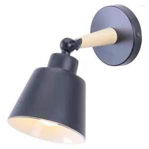 Vägglampa kreativt trä enkelt led ljus läsning sovrum sovrum belysning studie barn rum macaron färg ingen glödlampa