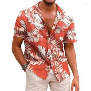 Camicie casual maschile 2024 Polo stampato di alta qualità con maniche corte a strisce hawaiane per tempo libero e comode vacanze quotidiane