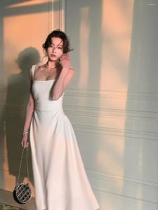 Casual Dresses Women's Square Neck Sleeveless A Line Maxi Dress Spaghetti Straps Summer High Waist Swing Flowy Long