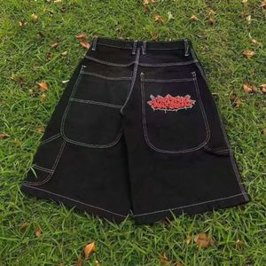 Denim high street JNCO embroidered jeans hiphop hip-hop denim shorts for men and women