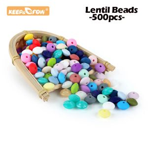 Blocks Keep&Grow 500pcs 12mm Silicone Beads Baby Lentil Beads BPA Free DIY Baby Pendant Pacifier clips Chain Silicone Teething Toys