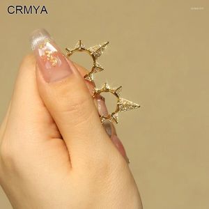 スタッドイヤリング女性のためのCrmya Hiphopイエローゴールドカラージルコニア不規則なピアスイヤリングファッションジュエリーアクセサリー