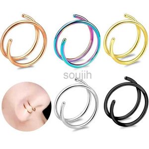 Body Arts 2/3/5st Double Nose Rings for Women 316l Rostfritt stål Läppringar Labret Ring Nose Hoop Piercing Studs Nose Piercing Jewelry D240503