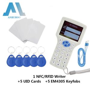 Card HandHeld RFID 10 Frequency Duplicator 13.56MHz NFC Smart Chip Card Encryption Avkodning Läsare 125KHz Key IC/ID Tag Writer Clone