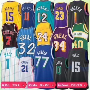 Big Size 3xl Basquete Jersey Homem Crianças Infantis Ewing James Durant Iverson Bird Shaq Jalen Bruns Tatum 30 Curry Doncic Reaves Edwards Gordon Jokic Butler S-3xl 4xl