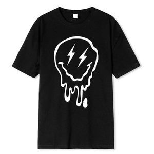 メンズTシャツ溶ける幸せな顔印刷プリントTシャツ男性通気性カジュアルルーズTシャツ特大の夏コットントップOネックメンズ衣服T240505