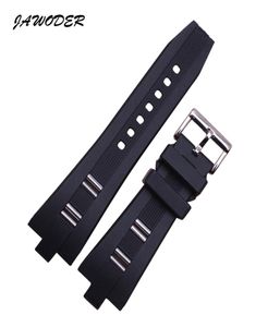 JAWODER Watchband 26mmx9mm New Men Women Black Diving Silicone Rubber Watch Band Strap Stainless Steel Pin Buckle for BVL Watch2113420