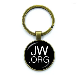 Keychains JW.ORG Fashion Jewelry Alloy Keychain Glass Convex Charm Pendant Father And Son Gift