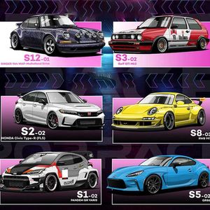 Diecast Model Cars Xcartoys Poprace 1/64 Model Car Classic GTI MK2997 Stufe R34 Sänger 964 Diesel Fahrzeugspielzeugkollektion Geschenke für Adultsl2405