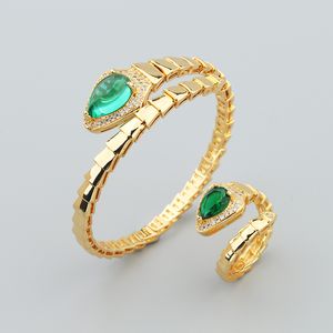 Green Snake 18K Gold Plated Classic Fashion Charm Armband Silver Armband For Women Daughter Mom Unisex Engagement Designer Jewlery Party Present Wedding
