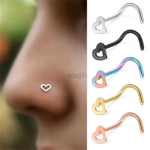 Body Arts 5pcs Fashion Hollow Heart Edelstahl Nasenstecker Set für Frauen -Piercing Nariz Pin Schraube Körper Schmuck D240503