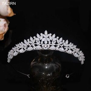 Headbands TAZIRN Small Flower Wedding Bridal Crown Cubic Zirconia Tiaras Handmade CZ Bridal Headwear Birthday Party Hair Accessories Q240506