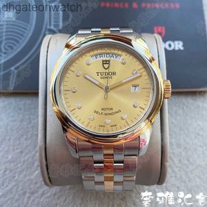 UNISSEX Moda Tudery Designer Watches Emperores Helm Watch Mens 18K Gold Automatic Mechanical 56003 Swiss Wristwatch com logotipo original