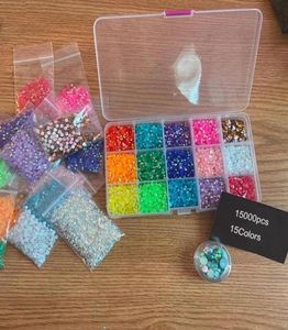 Tırnak Sanat Dekorasyonları 15 Gridsbox Jelly Reçine Rhinestones Flatback AB Crystal Strass 3D Takılar Gems Manikür Toplu TC0428793455