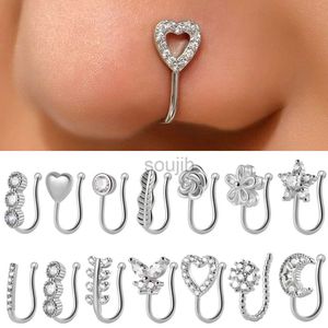 Body Arts 1pc 316L Surgical Steel Nose Ring Hoop C Shape Septum Rings Non Piercing Ear Clip Earring For Women Fake Piercing Smycken D240503