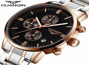 Relogio Masculino Guanqin Mens relógios Top Brand Luxo Luxo Selino Quartz Assista Men Sport Cronógrafo Luminoso Watch Watch2578558049