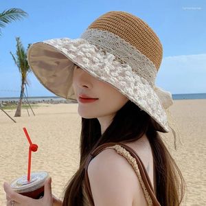 Beretti 2024 Summer Beach Vacation Protezione solare e cappello da sole Sundi di paglia alla moda pieghevole BRIM BRIM GEL BLACO BLACHE