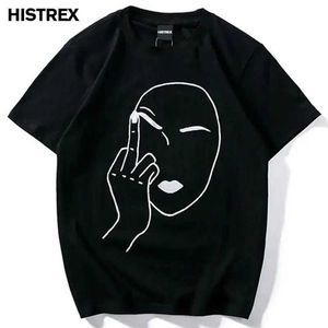 القمصان للرجال 2024 إصبع الأوسط المطبوع T Shirt Hip Hop Harajuku Short Slve Tshirt الأزياء غير الرسمية T-Shirt Cotton Tops TS H240506