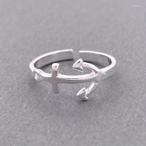 Cluster Rings Fashion Minimalist Boat Anchor Logo Single Finger Ring Joint Tail Classic Women's Holiday Party Accessory Gift