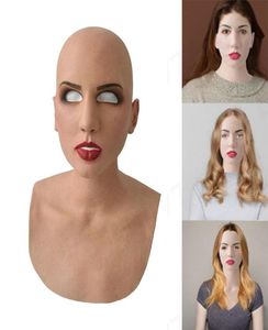 Outra mulher de látex face máscara de cabeça de face de máscara realista de raciocínio de silicone cosplay máscara de máscara de máscara de máscara protume pro2498709