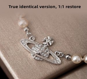 Luxury Fashion Designer Halsband En halsband Pearl Saturn Studörhängen Armbandsmycken Ladies Holiday Gift2435674