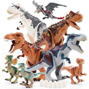 その他のおもちゃジュラシック恐竜の世界大きな恐竜のキャラクタービルブロックヴェロキラプトルT-rex triceratops indominus rex childrens toysl240502