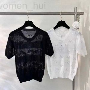 Kvinnors stickor Tees Designer Summer Liten doftande vindfjäril vatten diamant ihålig stickad kortärmad topp för kvinnor n9td