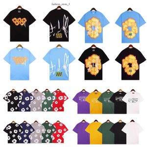 デザイナーデニムティアーズシャツグラフィックティーメンズTシャツポロデザイナーデニムティアーズパーカー服ランニングスポーツルーズTシャツライトブルーブラックサマーデニムショート487