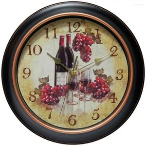 Wall Clocks Elegant Black Clock 12" Round With Quartz Movement Glass Cover Beige Face Gold Hands Battery Operated Peaceful Silent