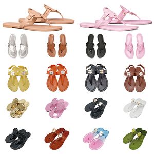 Berömda designer kvinnor sandaler lyxiga miller tofflor og glider läder rosa beige svarta mulor utomhus strand loafers platt skor kvinnor sandale skjutreglage dhgate