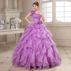 Dresses Quinceanera Dresses 2023 Sweet Flowers Oneshoulder Crystal Ball Gown Lace Party Prom Formal Gown Plus Szie