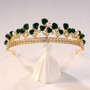 Bröllopshår smycken itacazzo brudhuvudbonad full av romantiskt temperament mode drömliknande guldfärg damer party rose tiara