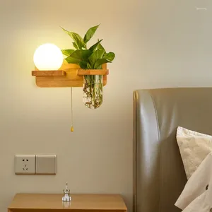 Lampa ścienna w stylu nordyckim sypialnia sypialnia lite drewno łóżko Proste nowoczesne kreatywne lustro osobowości przednie salon din