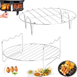 Accessoires Air Fryer Edelstahl Rack TraySteaming Racks Luft Frittierwerkzeuge Kuchen Backpfanne Grill Kocher Zubehör Kochwerkzeuge Kochwerkzeuge